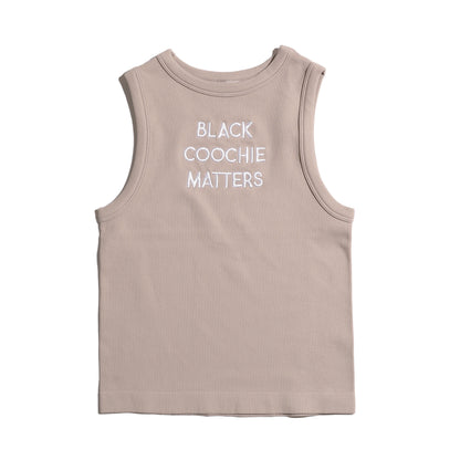 Black Coochie Matters Tan Cropped Tank