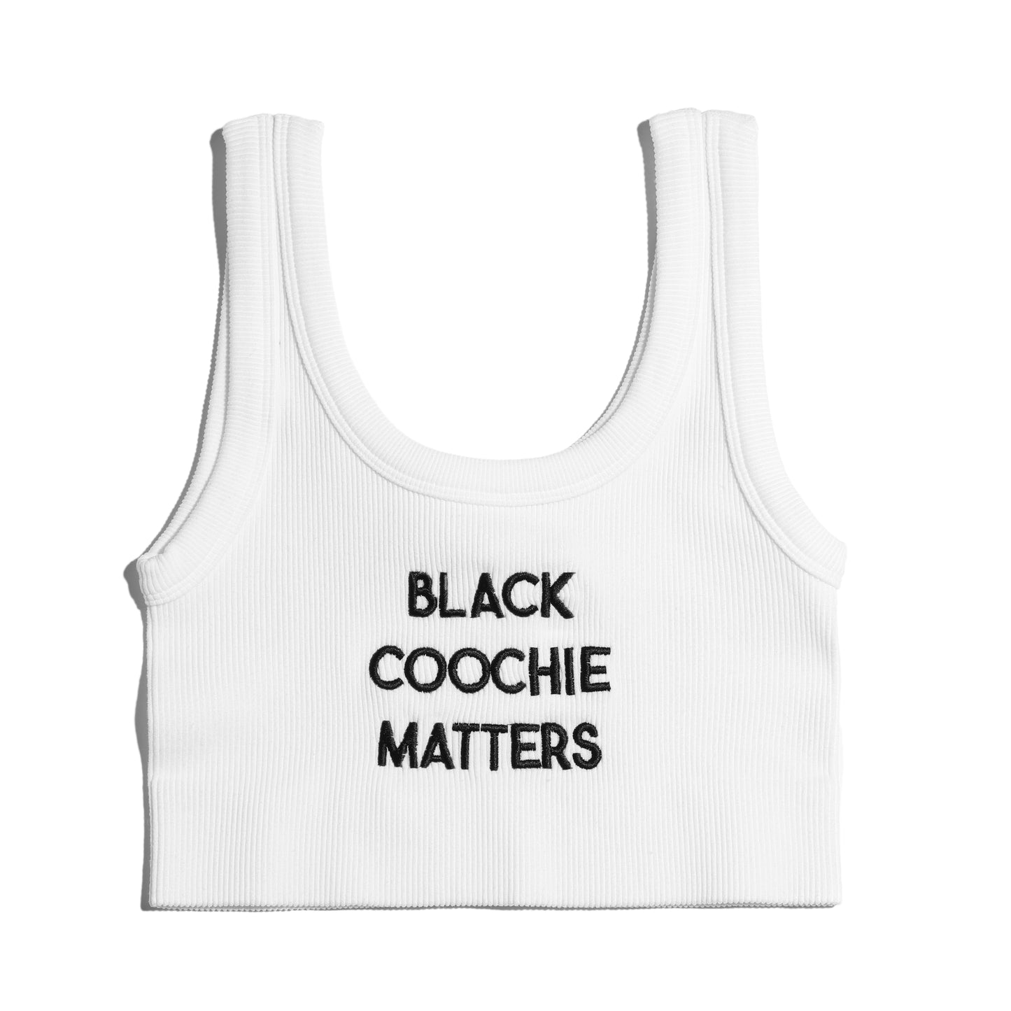 Black Coochie Matters Cropped Tank White