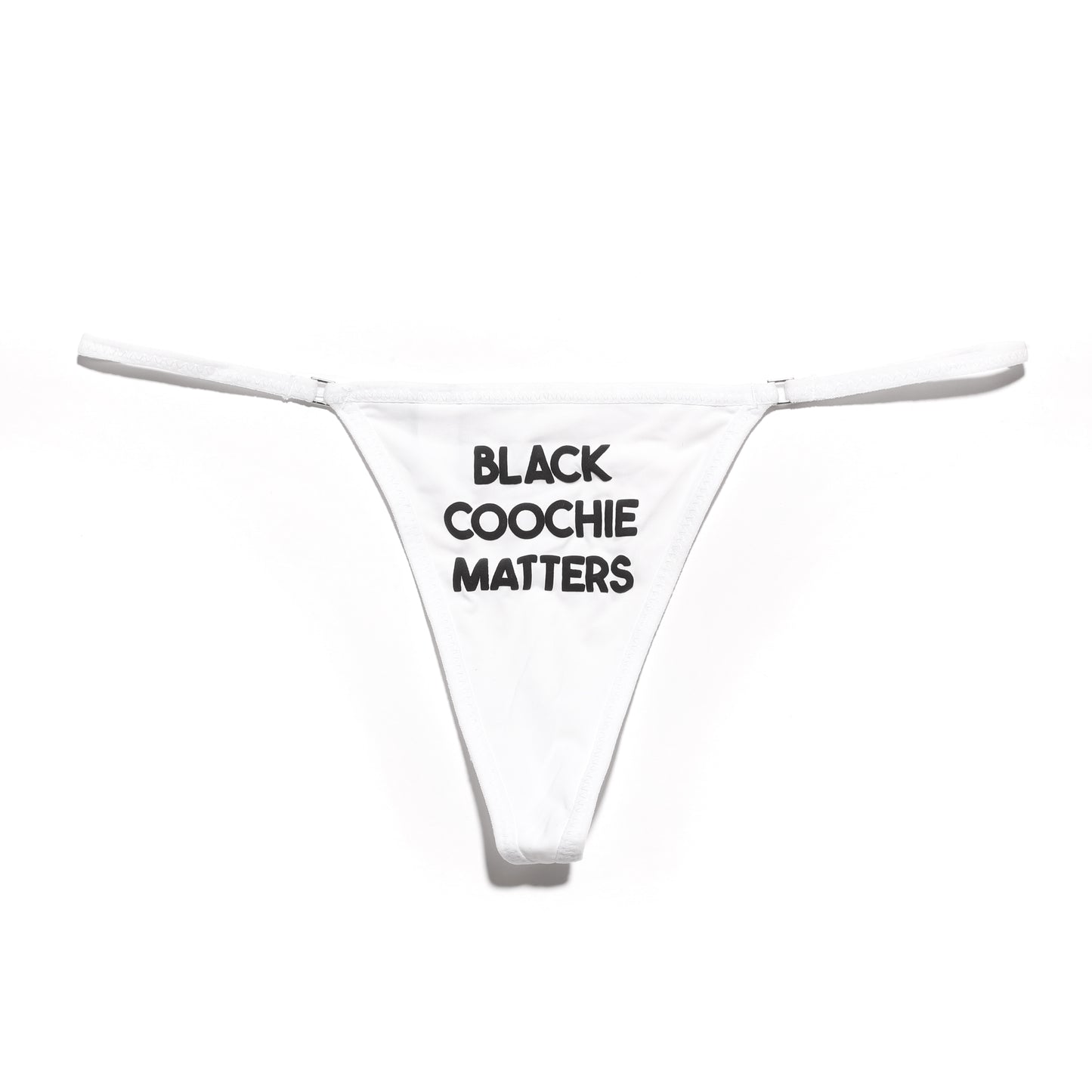 Black Coochie Matters Thong White